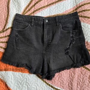 No Boundaries Dark Denim Frayed Shorts